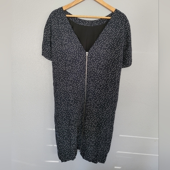 Madewell Black White Polka Dot Shift Dress Viscose Zip Back Size 4 D84 - Picture 7 of 10